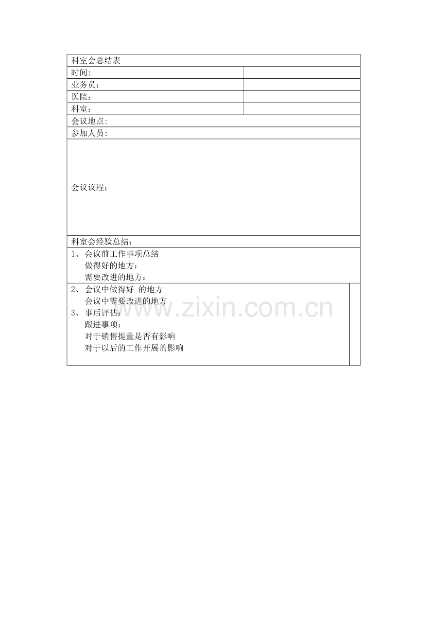科室会总结表.doc_第1页