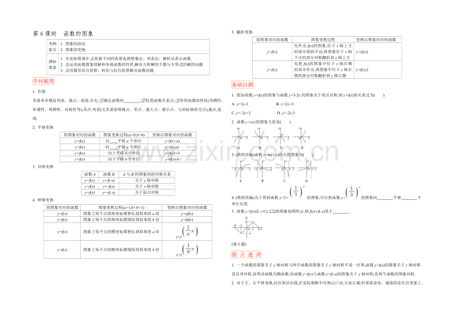 2022高三一轮复习学案(理数)(人教)第二章-基本初步函数、导数及其应用-第6课时-函数的图象.docx_第1页