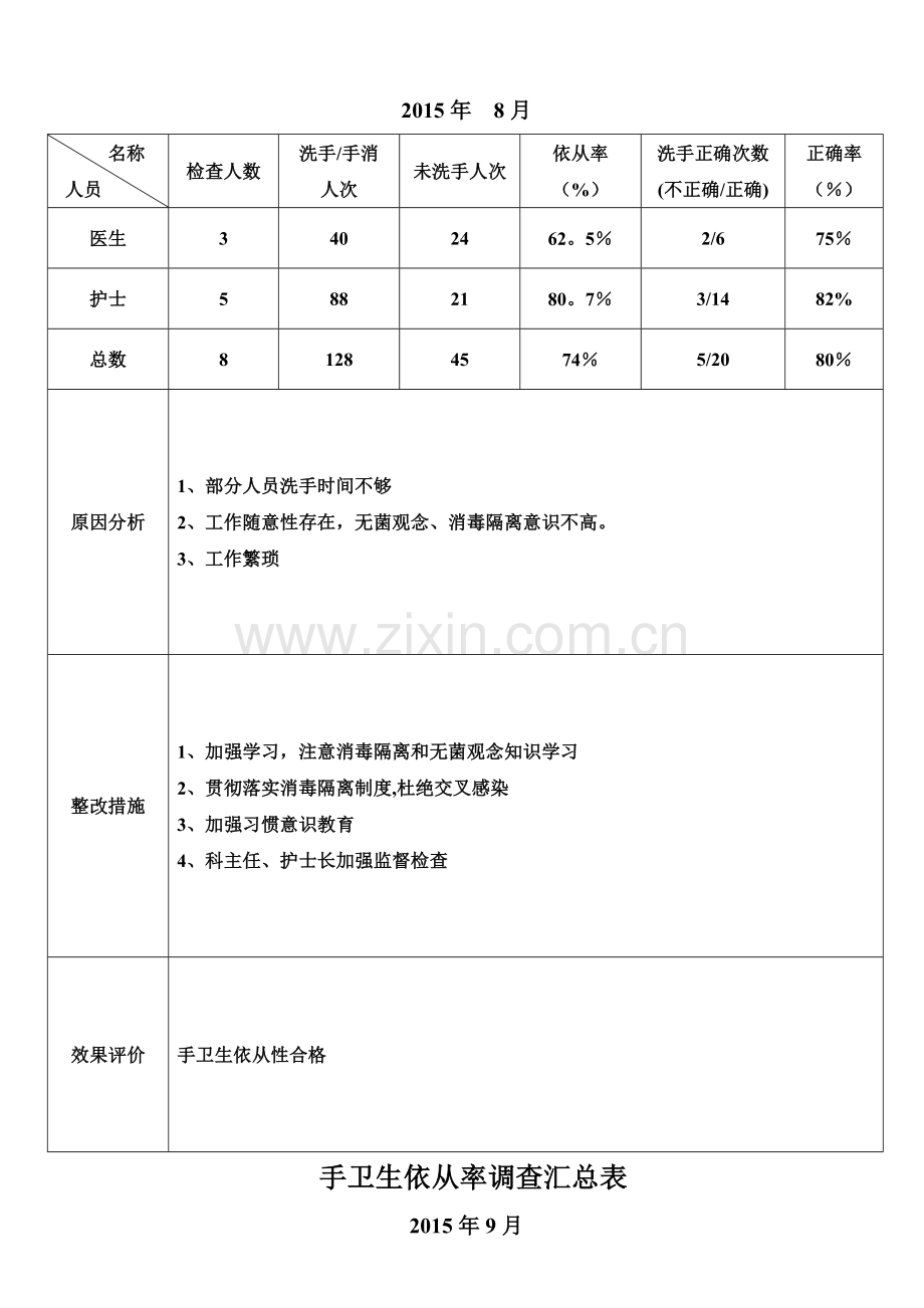 手卫生依从率调查汇总表.doc_第2页
