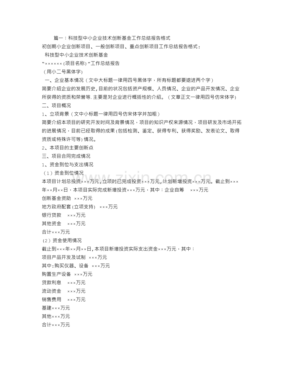 中小企业创新基金项目工作总结报告(修改).doc_第1页