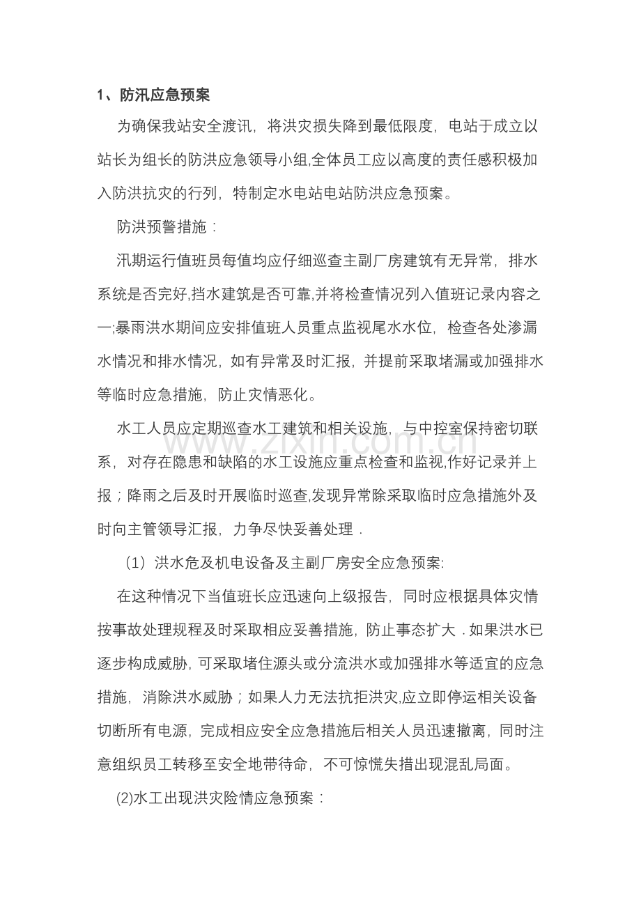 水电站防汛应急预案.doc_第1页