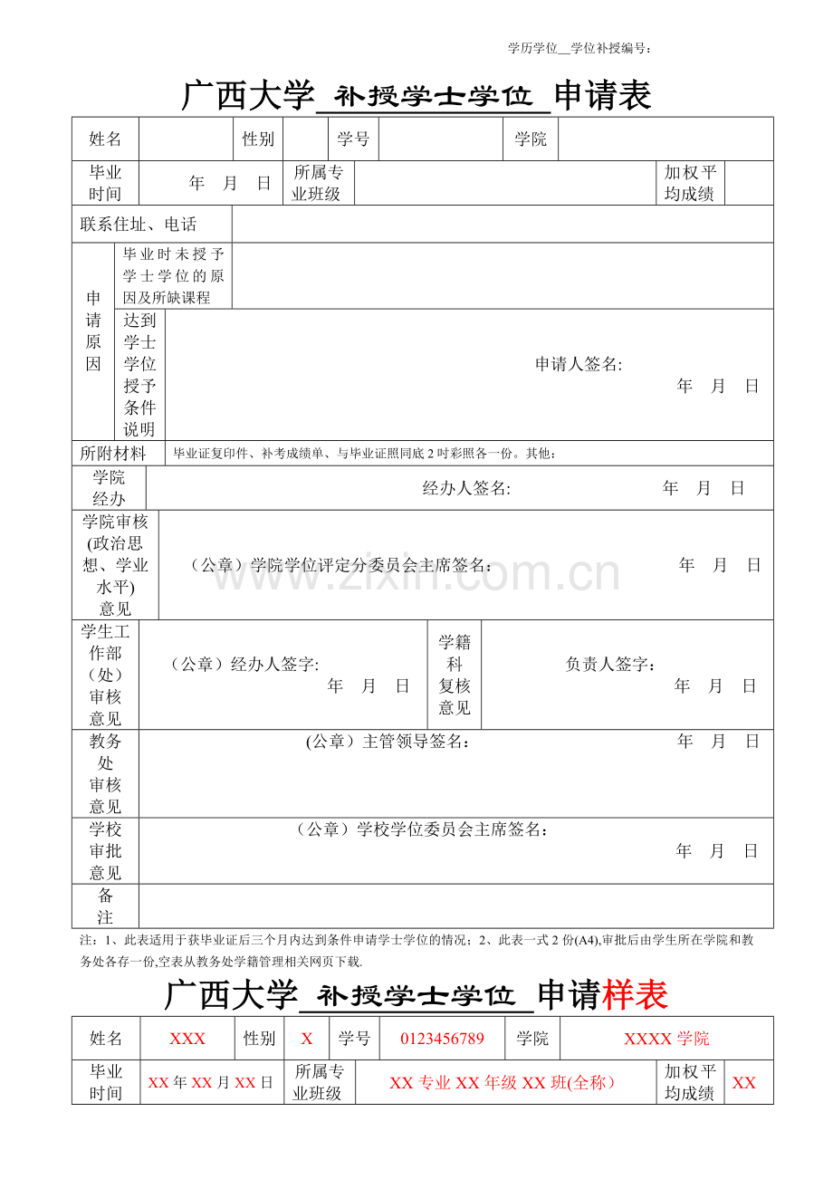 补授学士学位申请表.doc_第1页