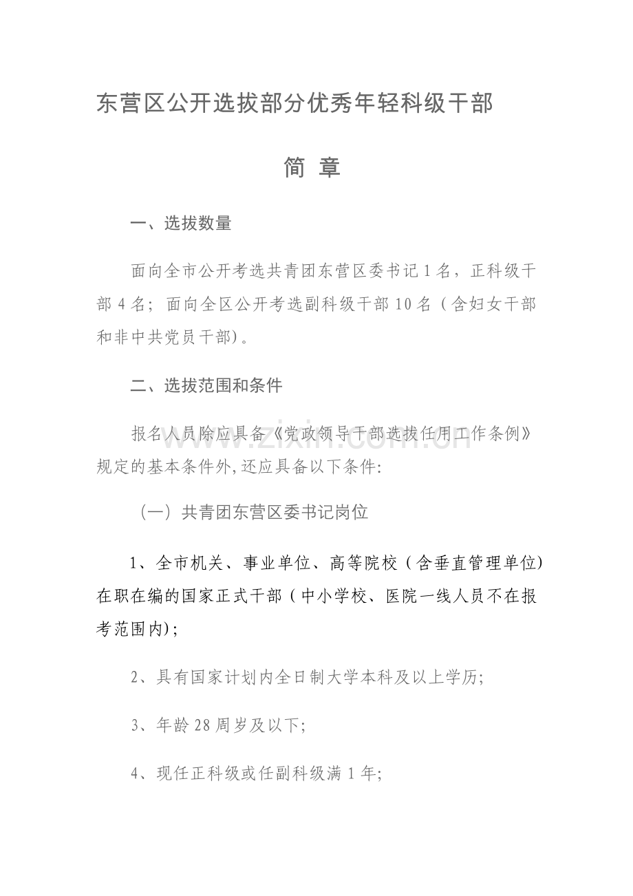 东营区公开选拔部分优秀年轻科级干部.doc_第1页