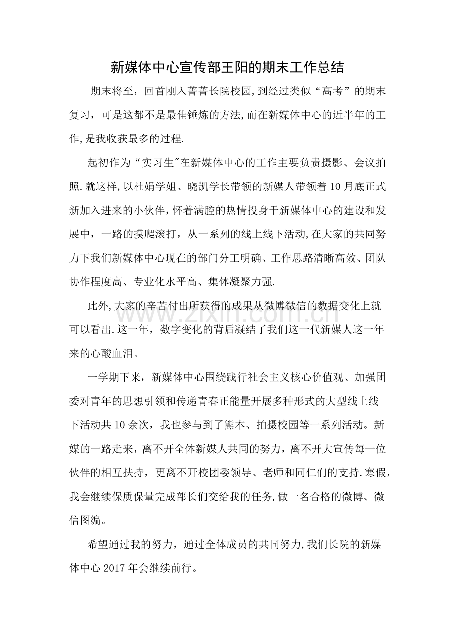 大学新媒体中心的工作总结.doc_第1页