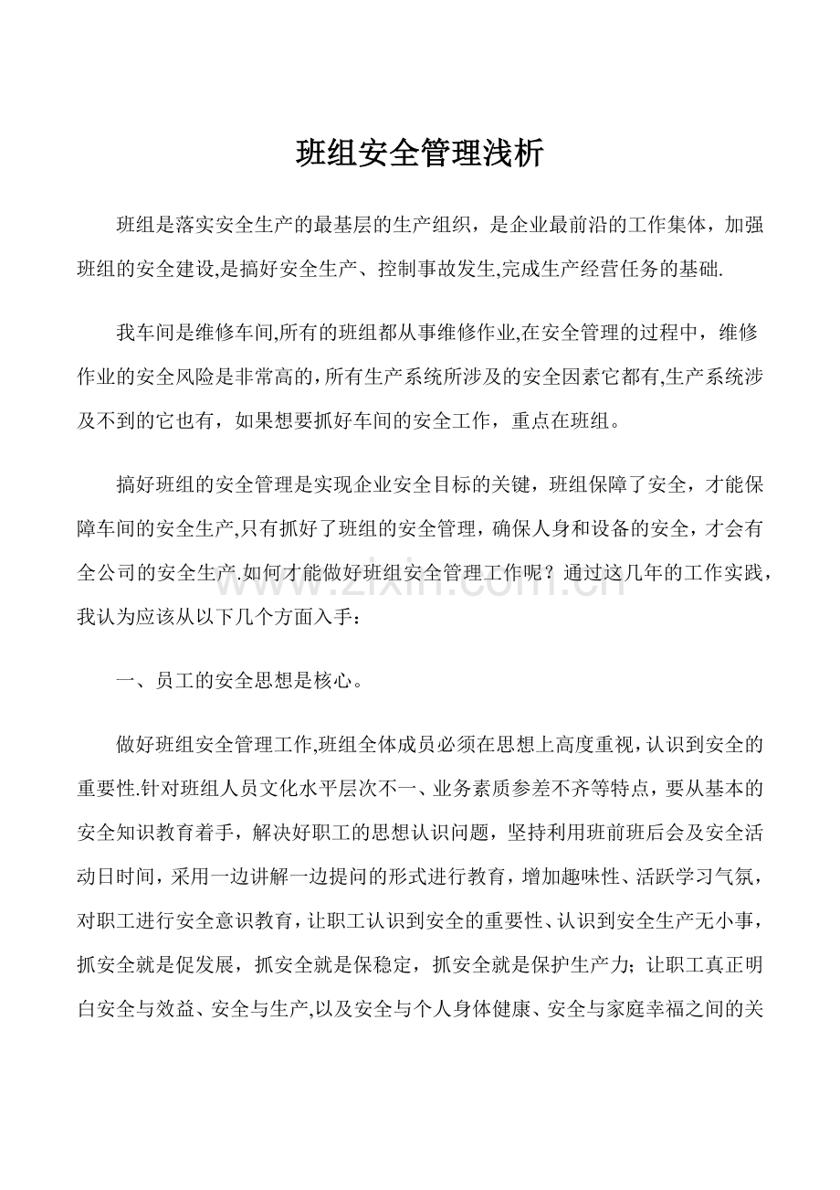 班组安全管理浅析.doc_第1页