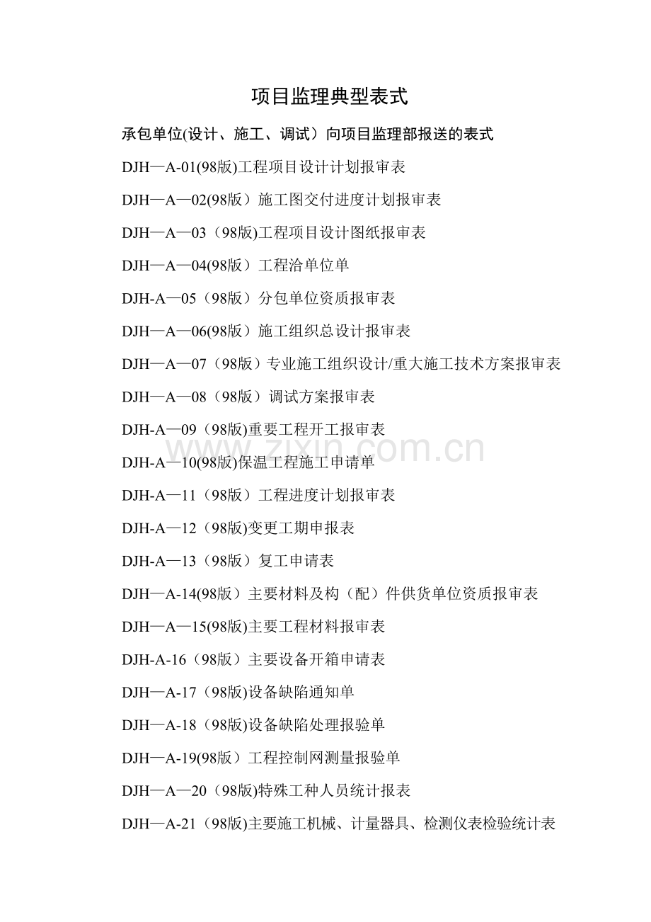 工程分包、工程总承包各方常用表格(全).doc_第1页