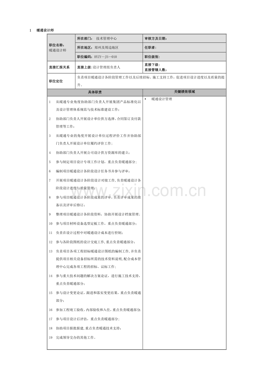 暖通设计师岗位职责及相关要求.doc_第1页