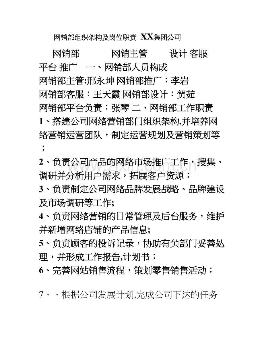 网销部组织架构及岗位职责[001].doc_第1页