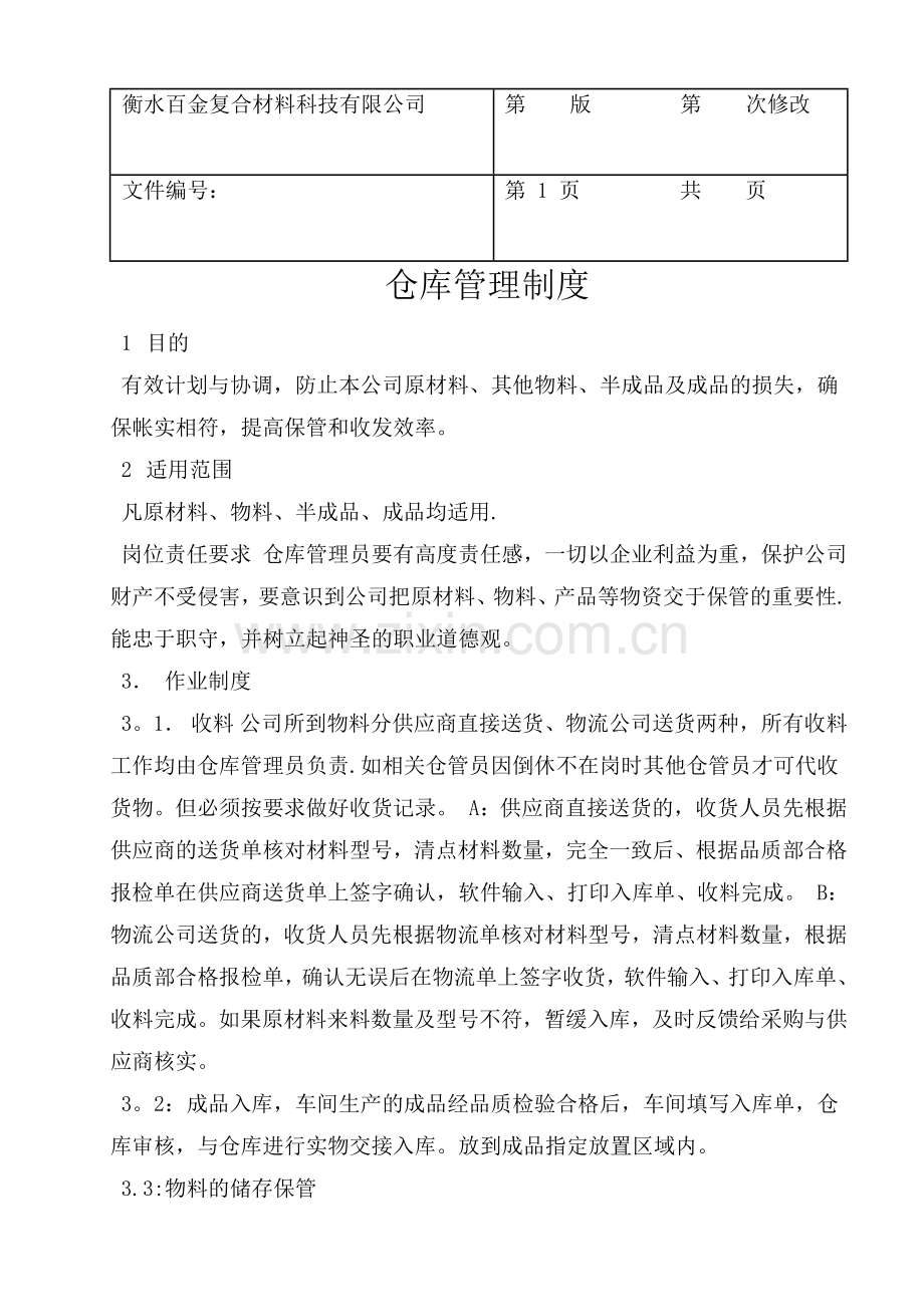 仓库管理、考核制度.docx_第1页