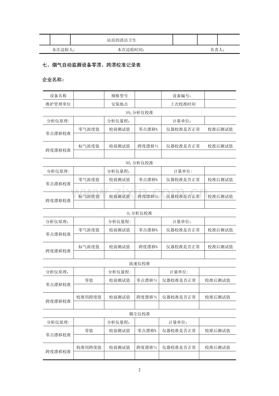 烟气在线监测设备运行与维护记录表.doc_第2页