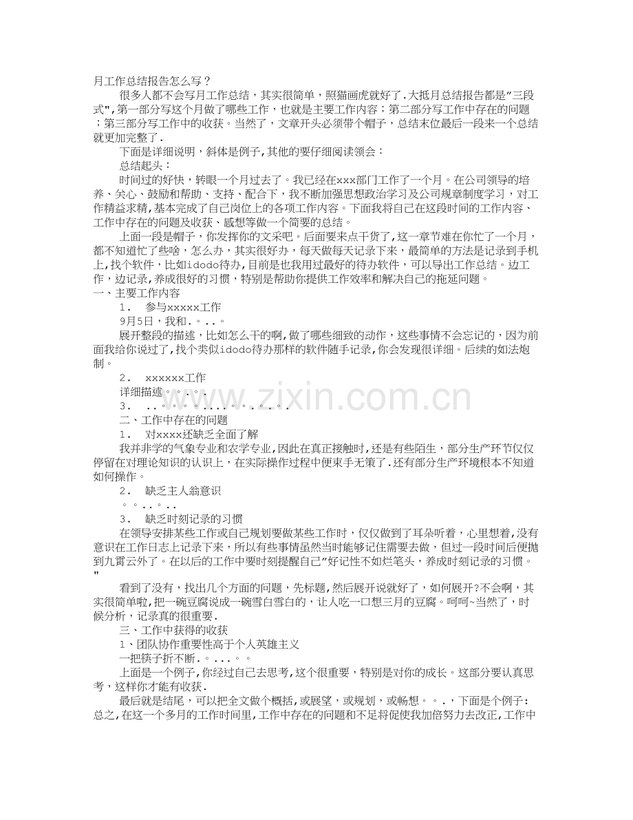 月度工作总结报告.doc_第1页