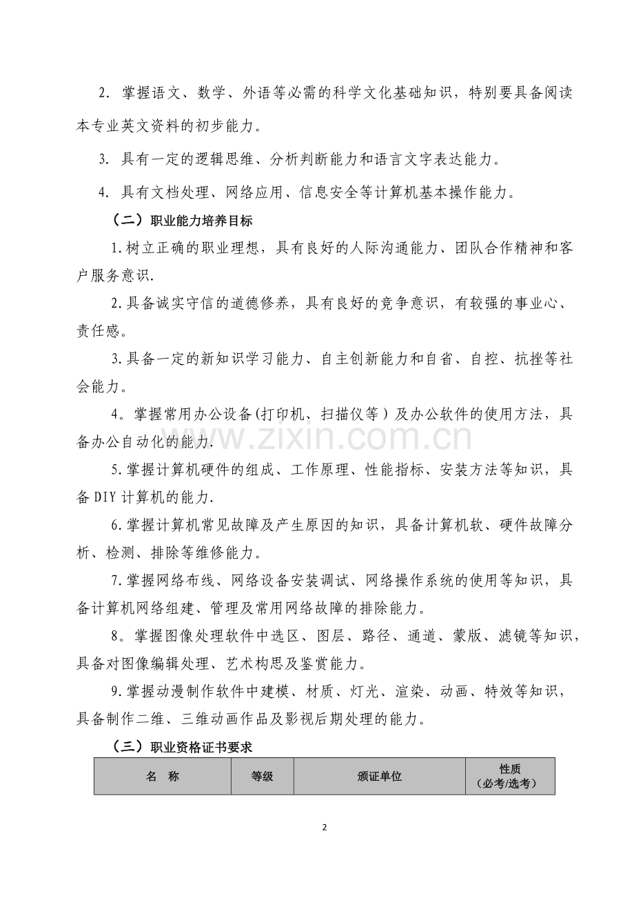计算机应用专业人才培养方案.docx_第2页
