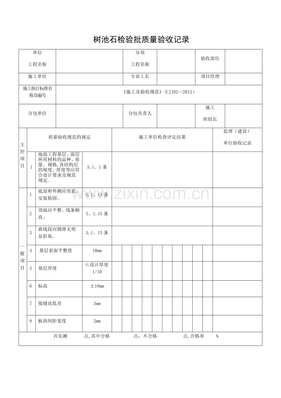 树池石检验批质量验收记录.docx_第1页