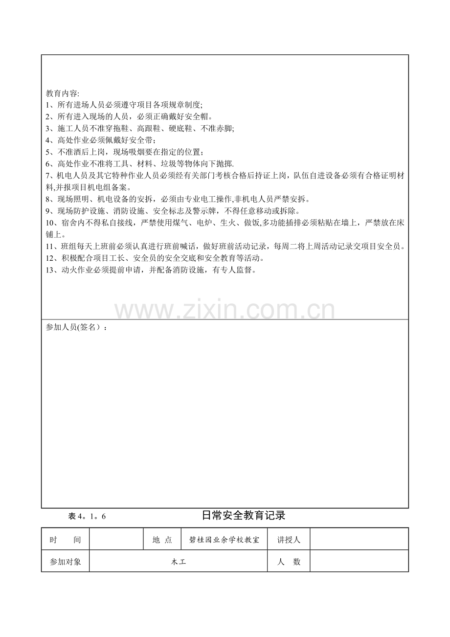 日常安全教育记录-(木工).doc_第2页