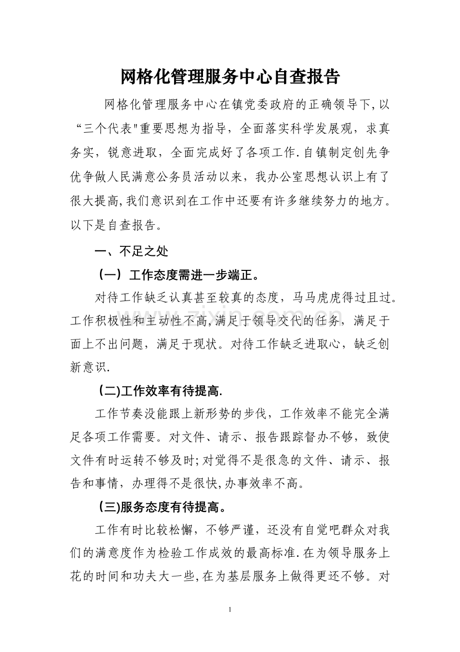 网格化管理服务中心自查报告.doc_第1页