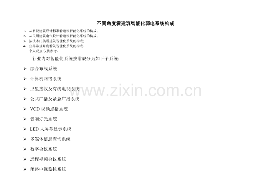 不同角度看建筑智能化弱电系统构成(原创).doc_第1页