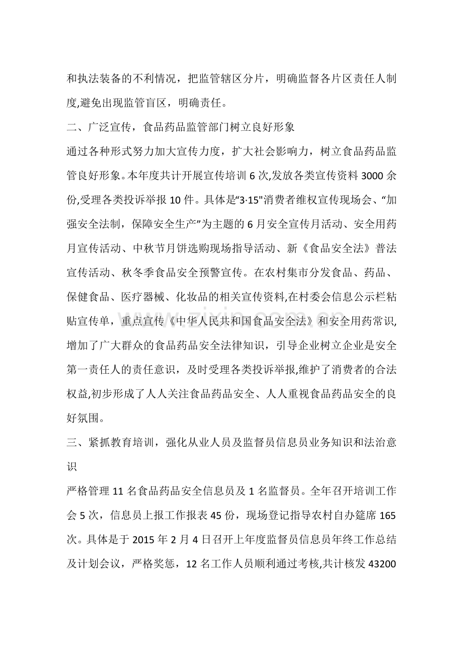 乡镇食品药品监督管理年度工作总结.docx_第2页