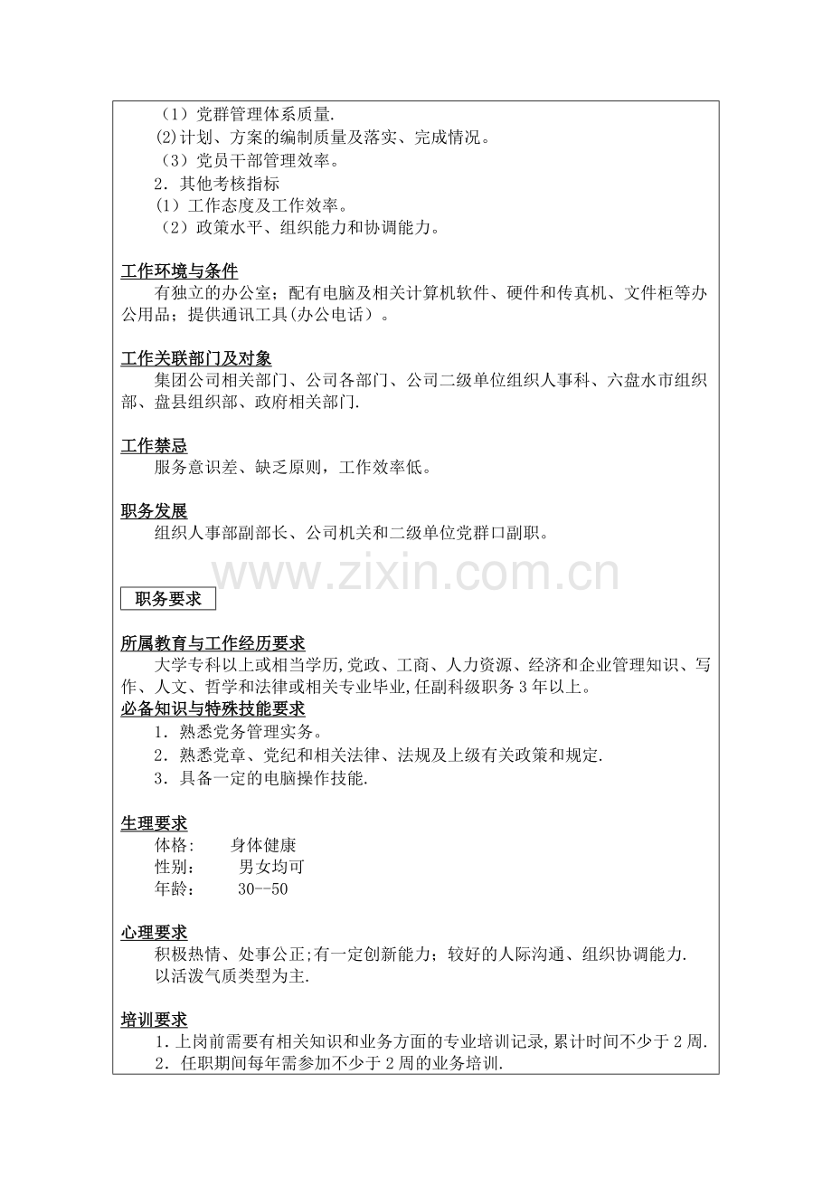 组织人事部组织岗位说明书.doc_第2页