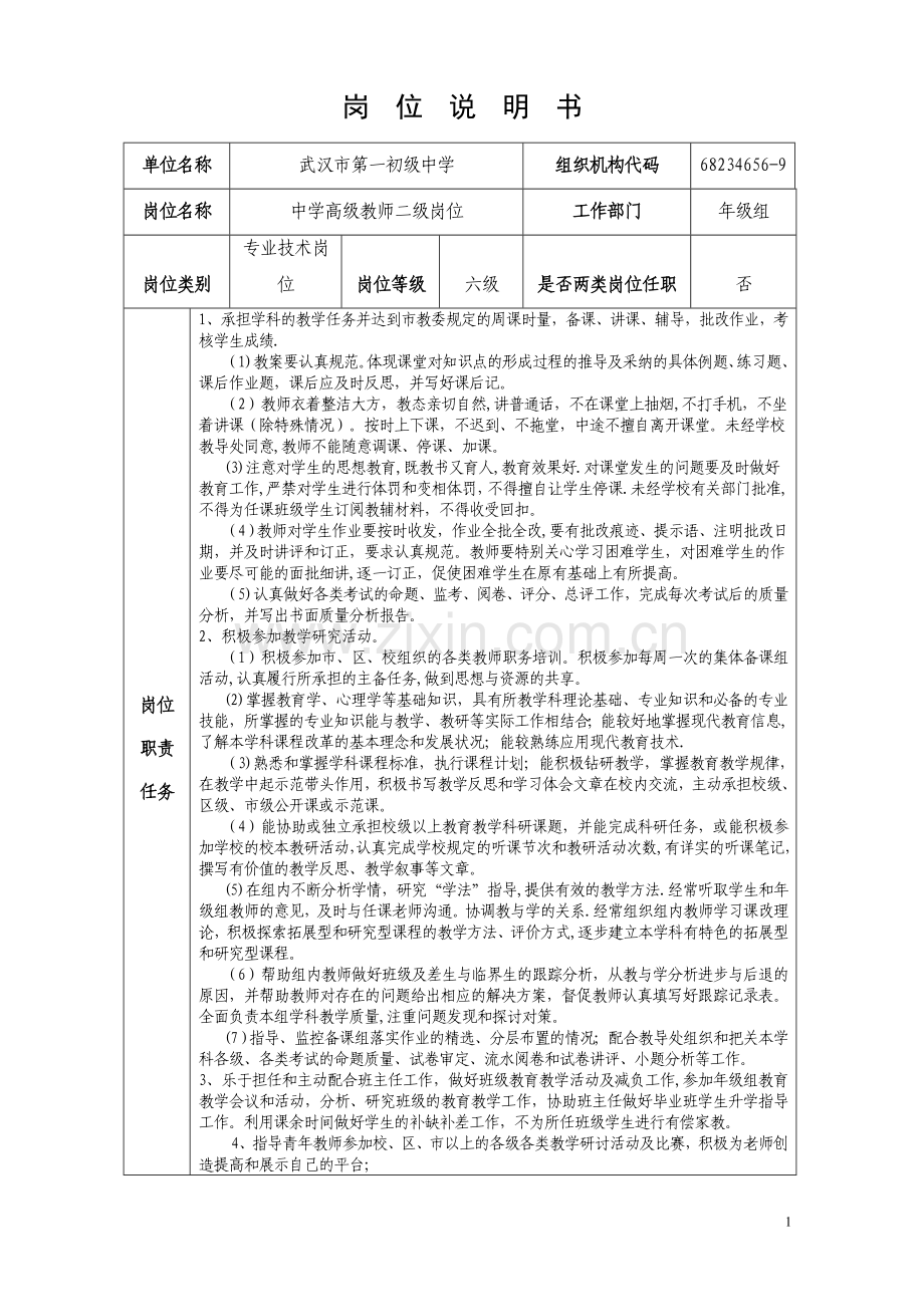 岗位说明书高级(6级).doc_第1页