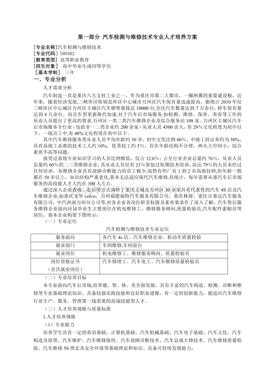 汽车检测与维修技术专业人才培养方案(定稿).doc_第2页
