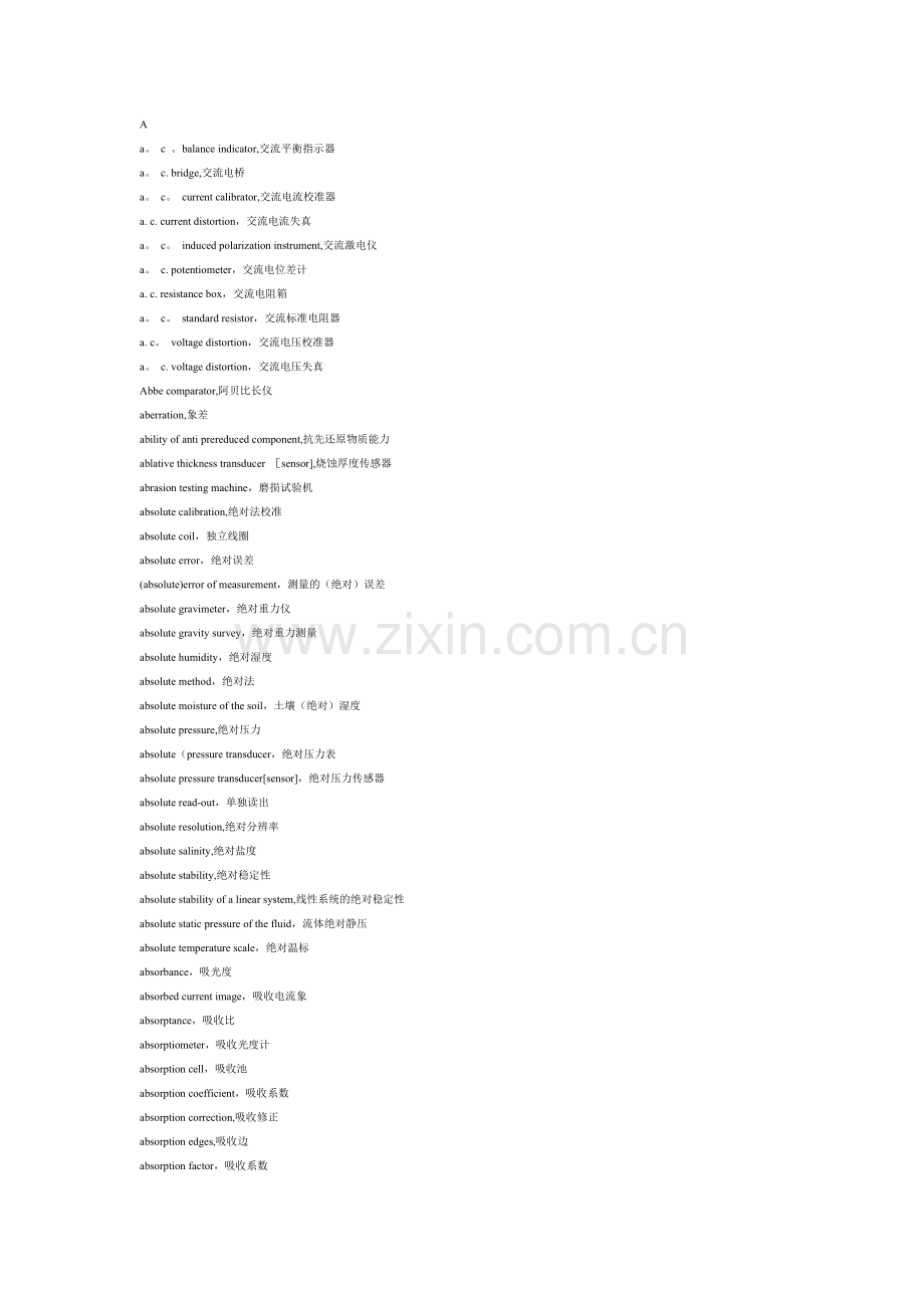 电工词汇中英文对照A到Z...doc_第1页