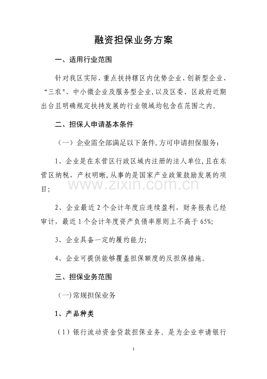 融资担保业务方案.doc_第1页