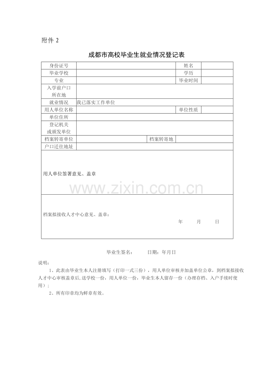 成都高校毕业生就业情况登记表.doc_第1页