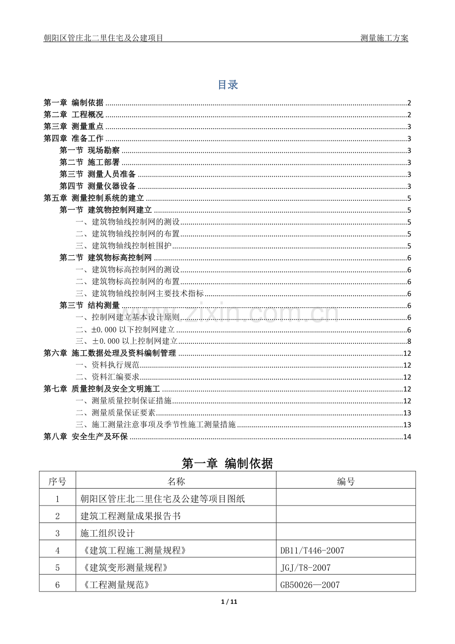 人防及地下车库测量施工方案.docx_第1页