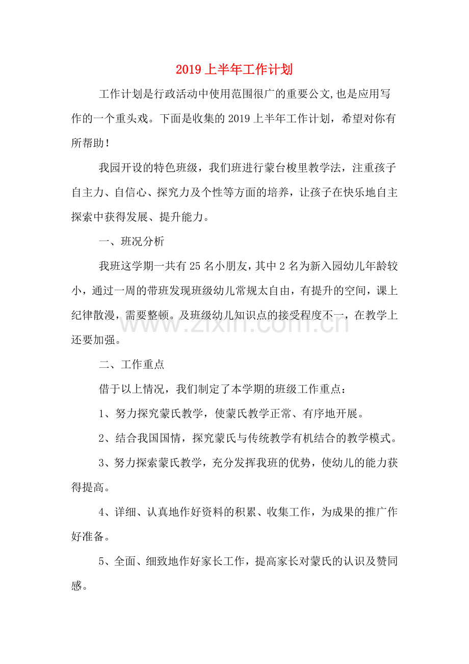 2019上半年工作计划.doc_第1页
