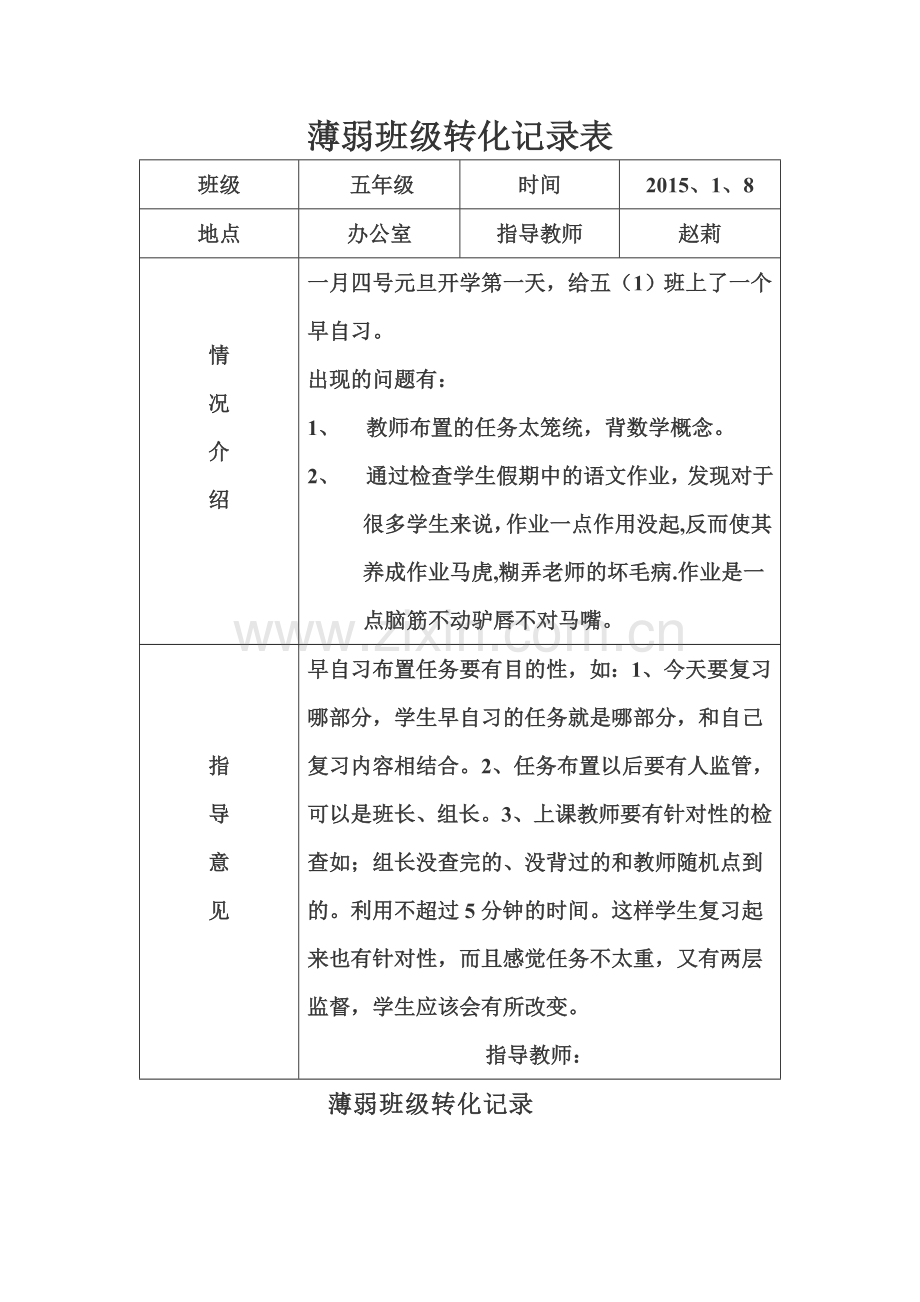 薄弱班级转化记录表.doc_第1页