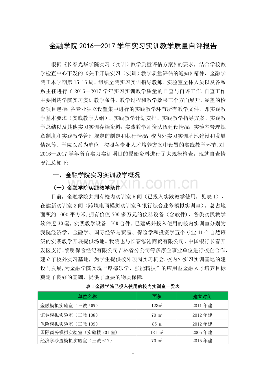 实习实训教学质量自评报告.doc_第1页