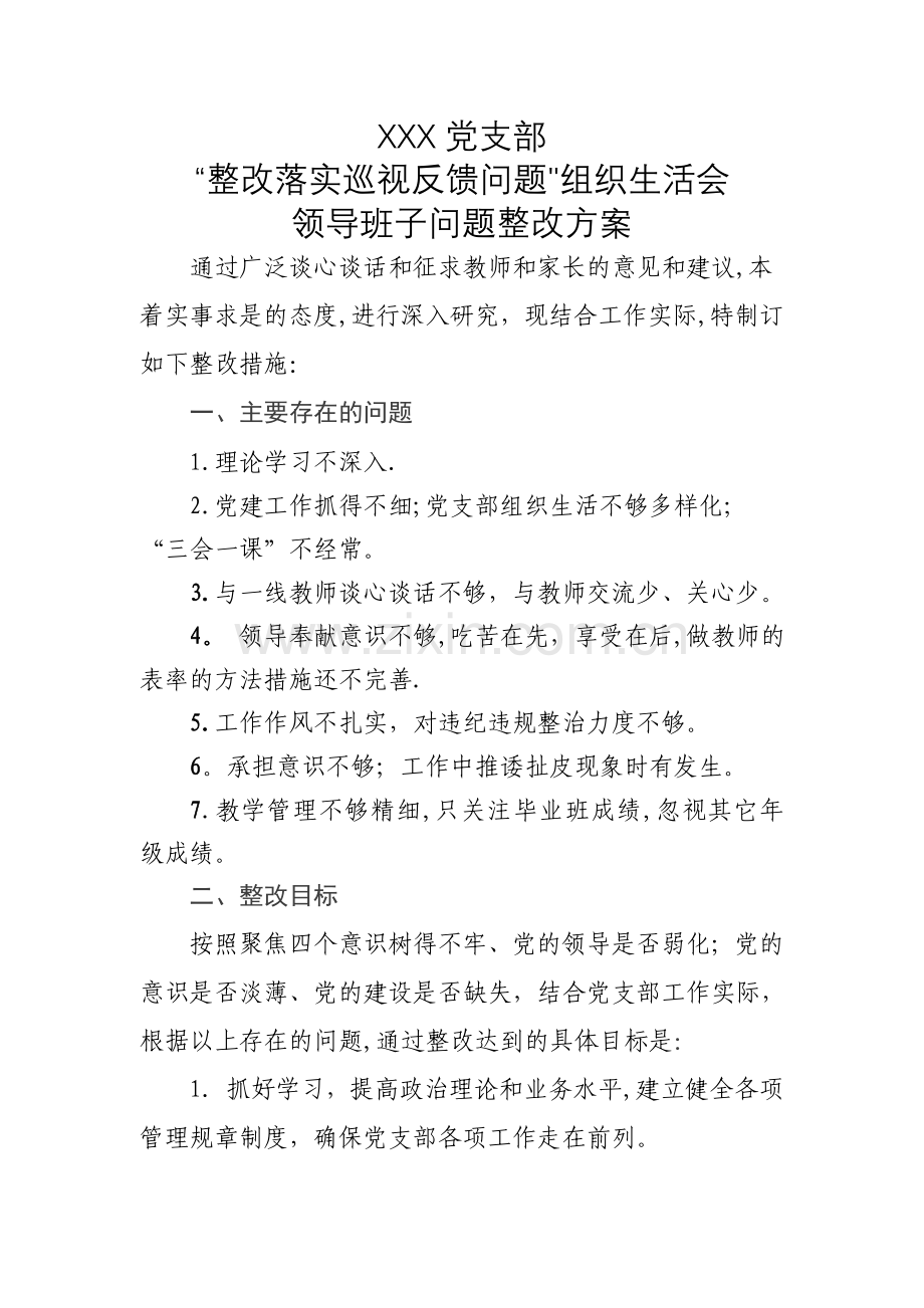 班子问题整改方案.doc_第1页