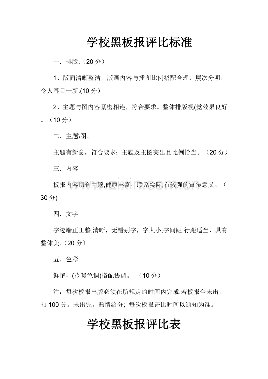学校黑板报评比表格及标准.doc_第1页