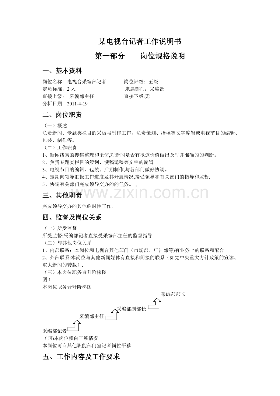 电视台记者岗位说明书-(2).doc_第1页