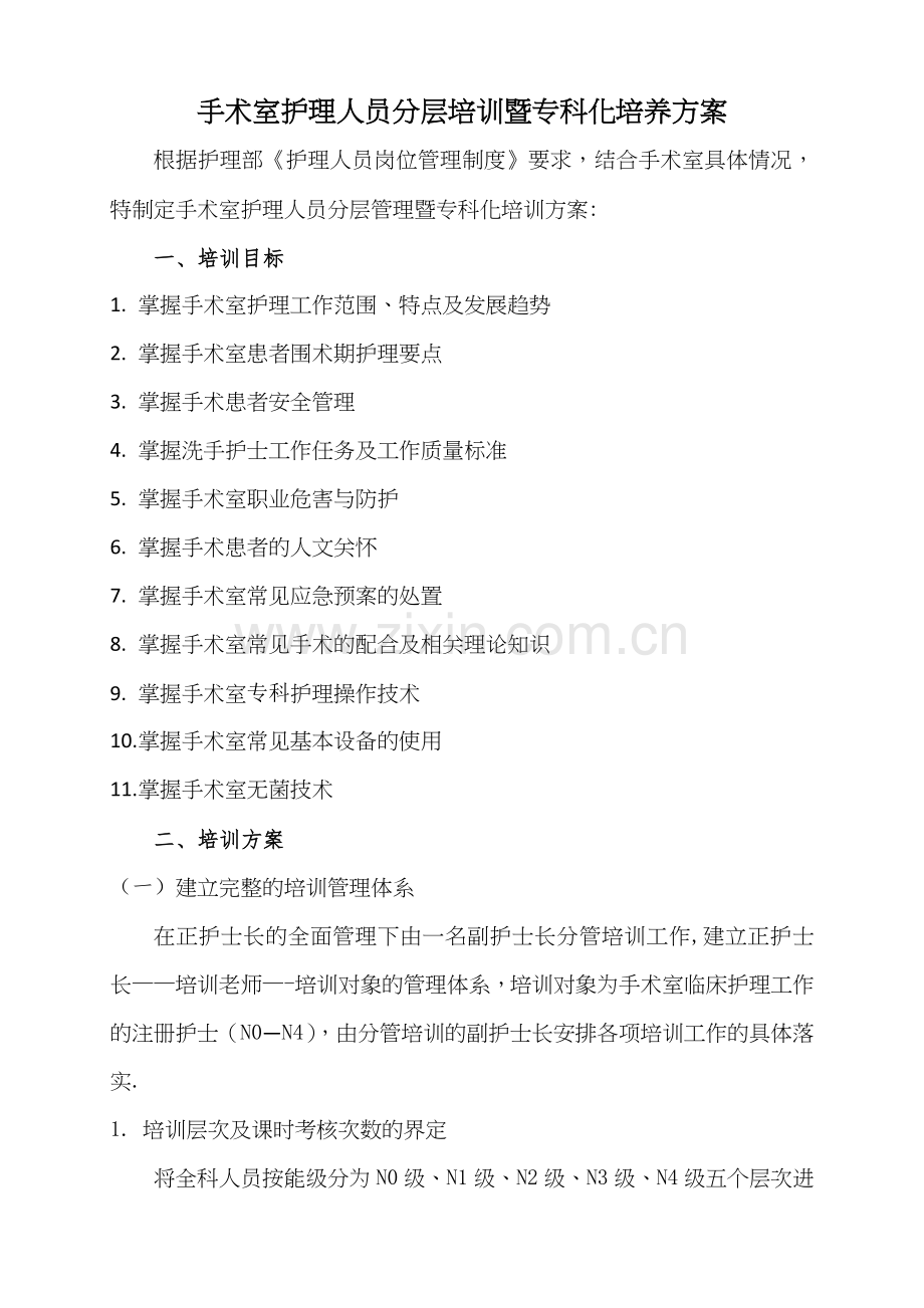 手术室护理人员分层培训暨专科化培养方案.doc_第1页