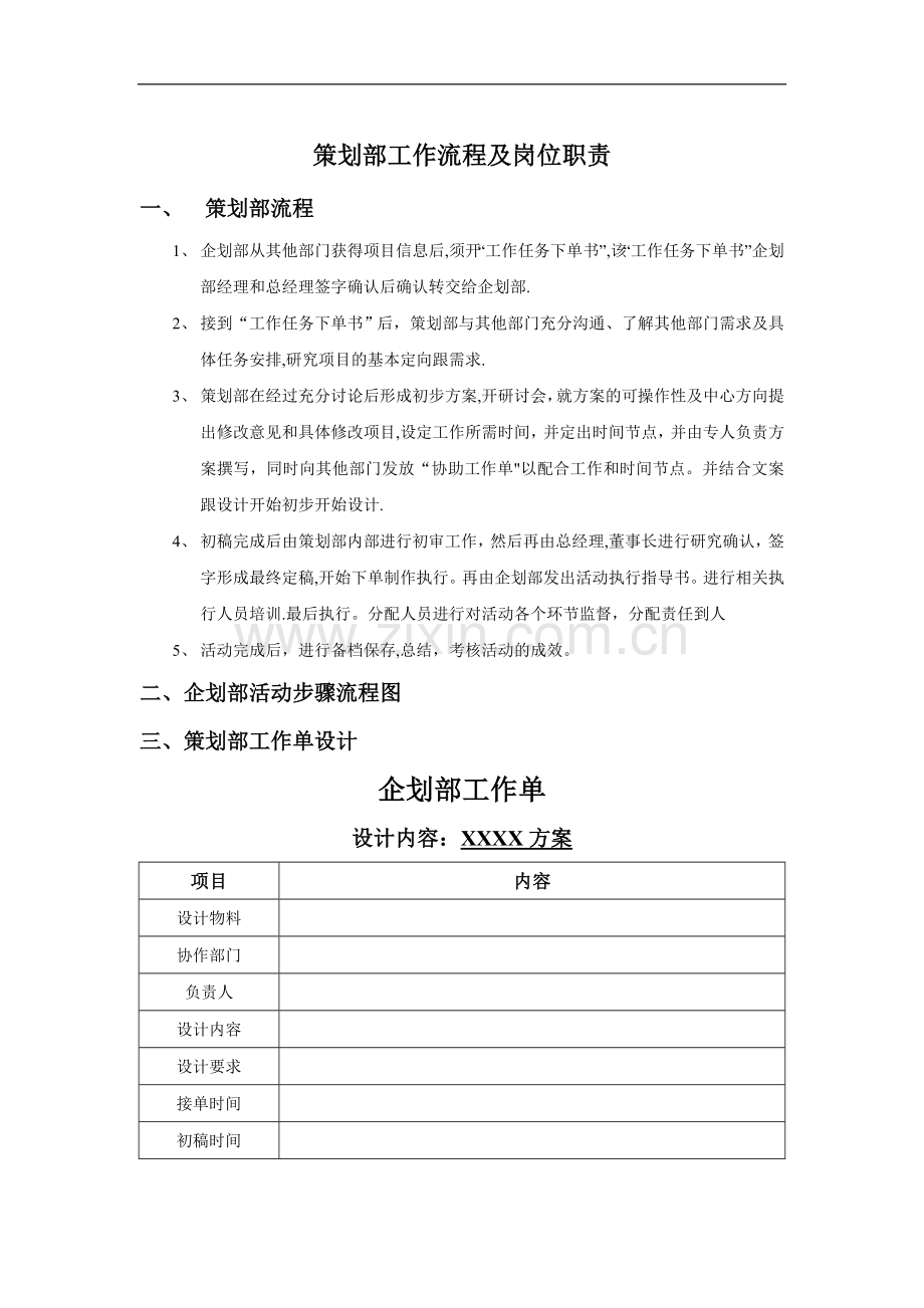 策划部工作流程及岗位职责定1.doc_第1页