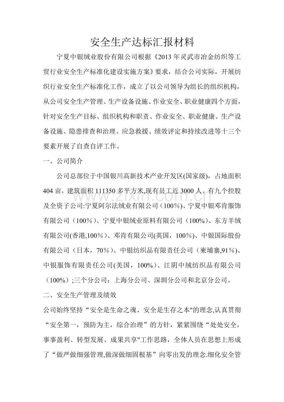 安全生产达标汇报材料.doc_第1页