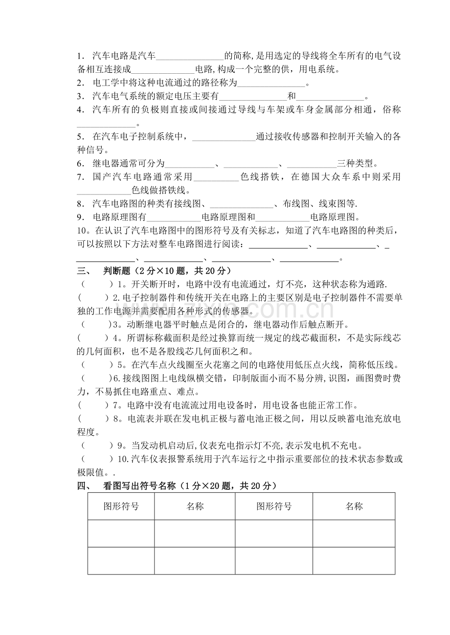 汽车电路识图期末考试试卷.doc_第2页
