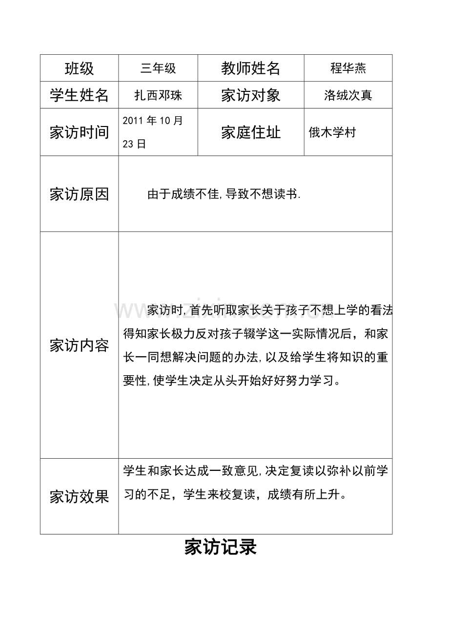家访记录表格及范文.doc_第2页