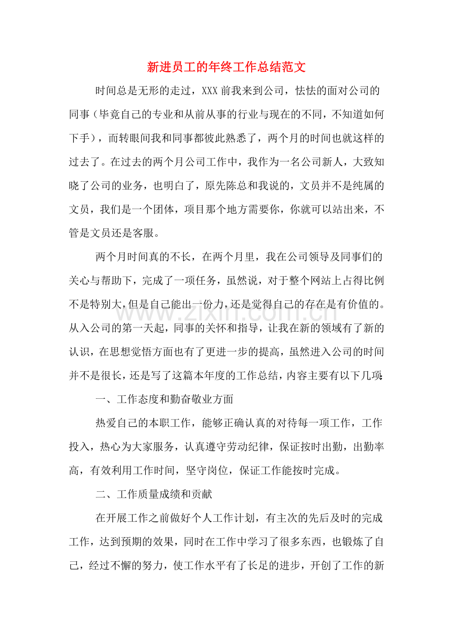 2019年新进员工的年终工作总结范文.doc_第1页