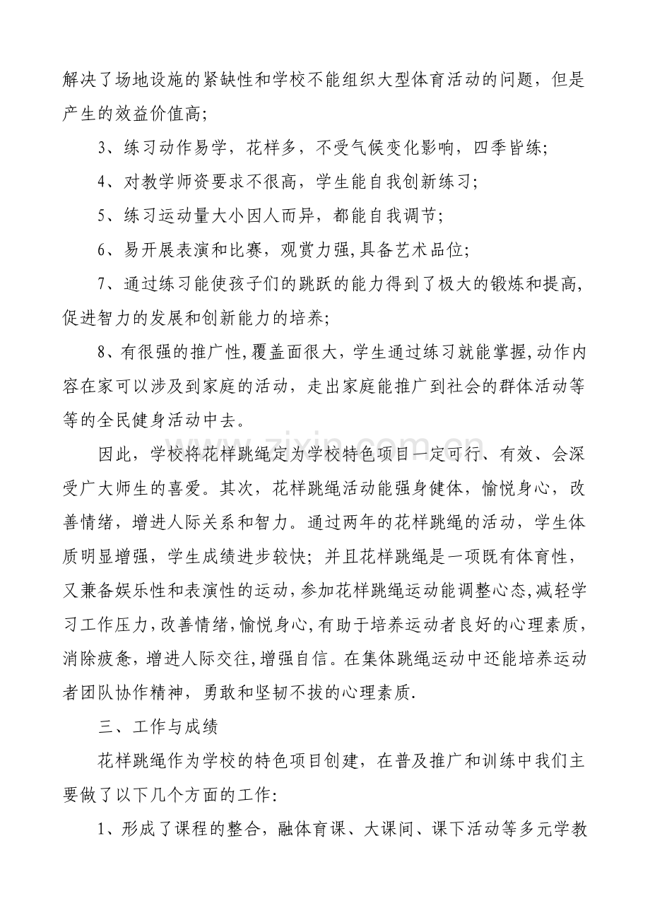 花样跳绳特色学校创建工作总结.doc_第2页