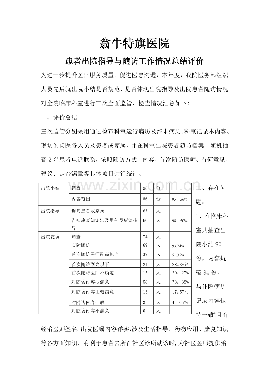 患者出院指导与随访工作情况总结评价.doc_第1页