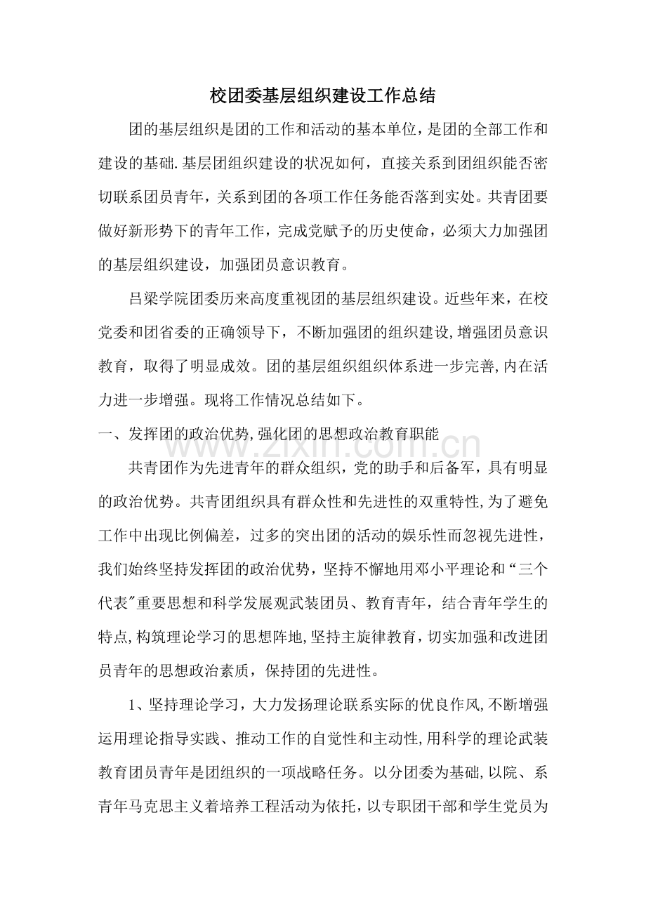 校团委基层组织建设工作总结.doc_第1页