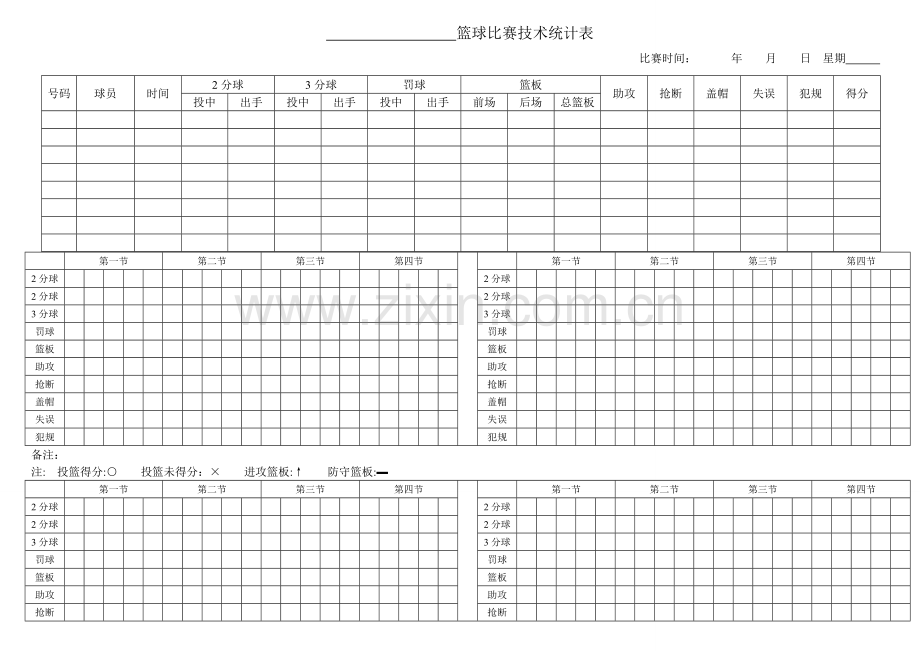 篮球比赛专业技术数据统计表.doc_第1页