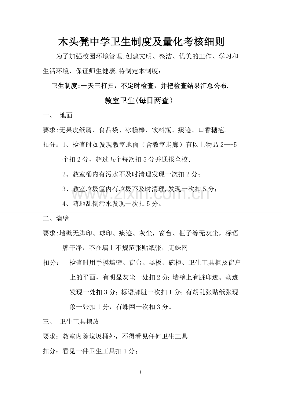 学校卫生制度及量化考核细则.doc_第1页