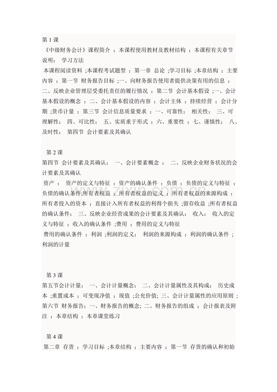 中级财务会计》课程有关章节安排.doc_第1页