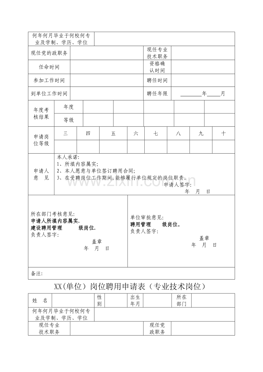 事业单位首次岗位聘用办法、岗位聘用申请表、岗位说明书.doc_第2页