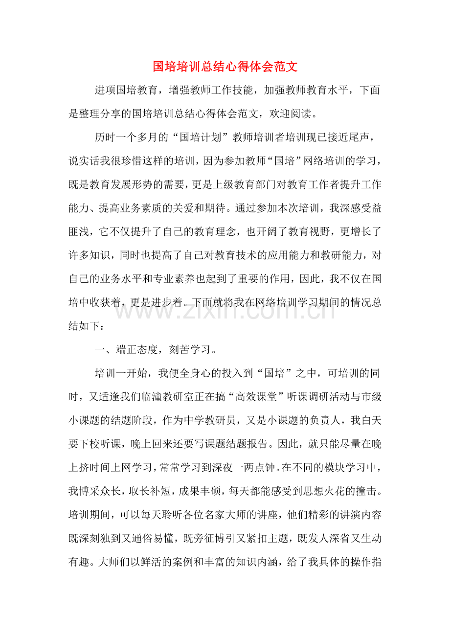 国培培训总结心得体会范文.doc_第1页