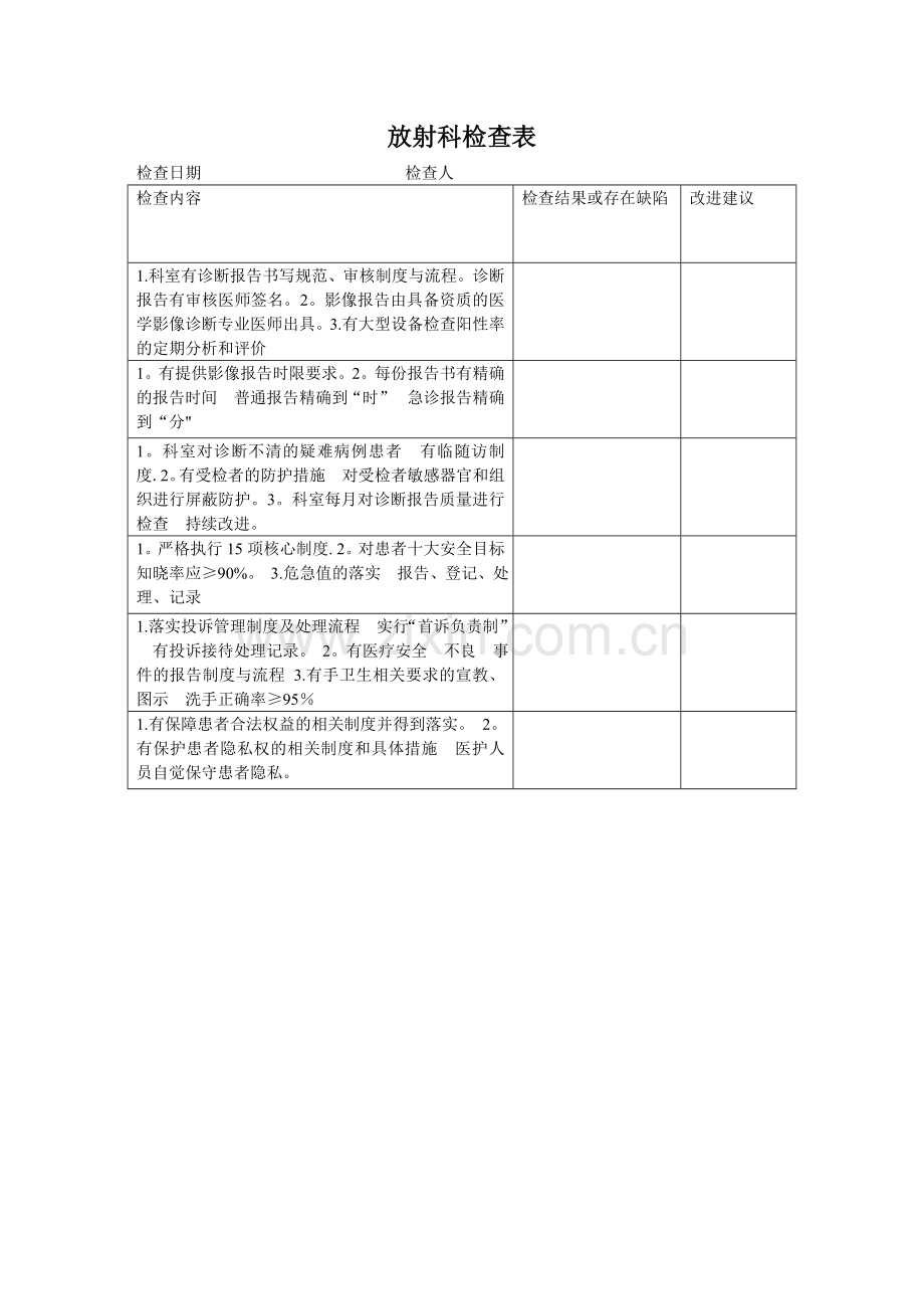 放射科质量检查表.doc_第1页