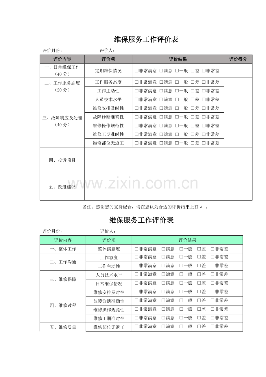 弱电工程维保项目及保养记录考核表.doc_第1页